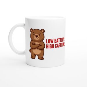LOW BATTERY. High Caffeine Tasse – Lustige Kaffeetasse – Kaffee Geschenk – Büro Tasse – Minimalistische Coffee Mug