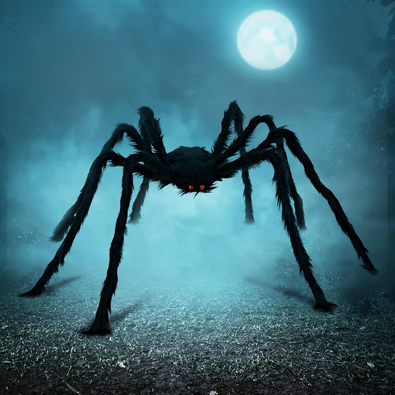 JOYIN 1.52 Meter Halloween Outdoor Dekorationen Haarige Spinne (Schwarz)